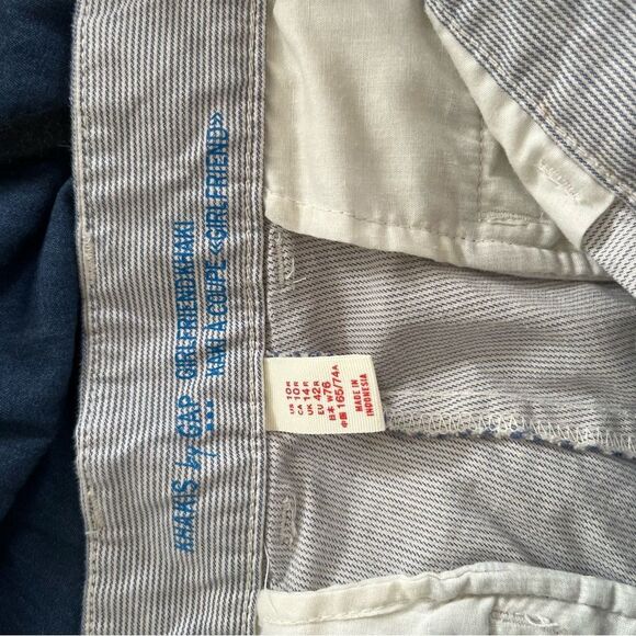 GAP Blue White Pinstripe Girlfriend Khaki Yarn Cotton Pants - Picture 3 of 11